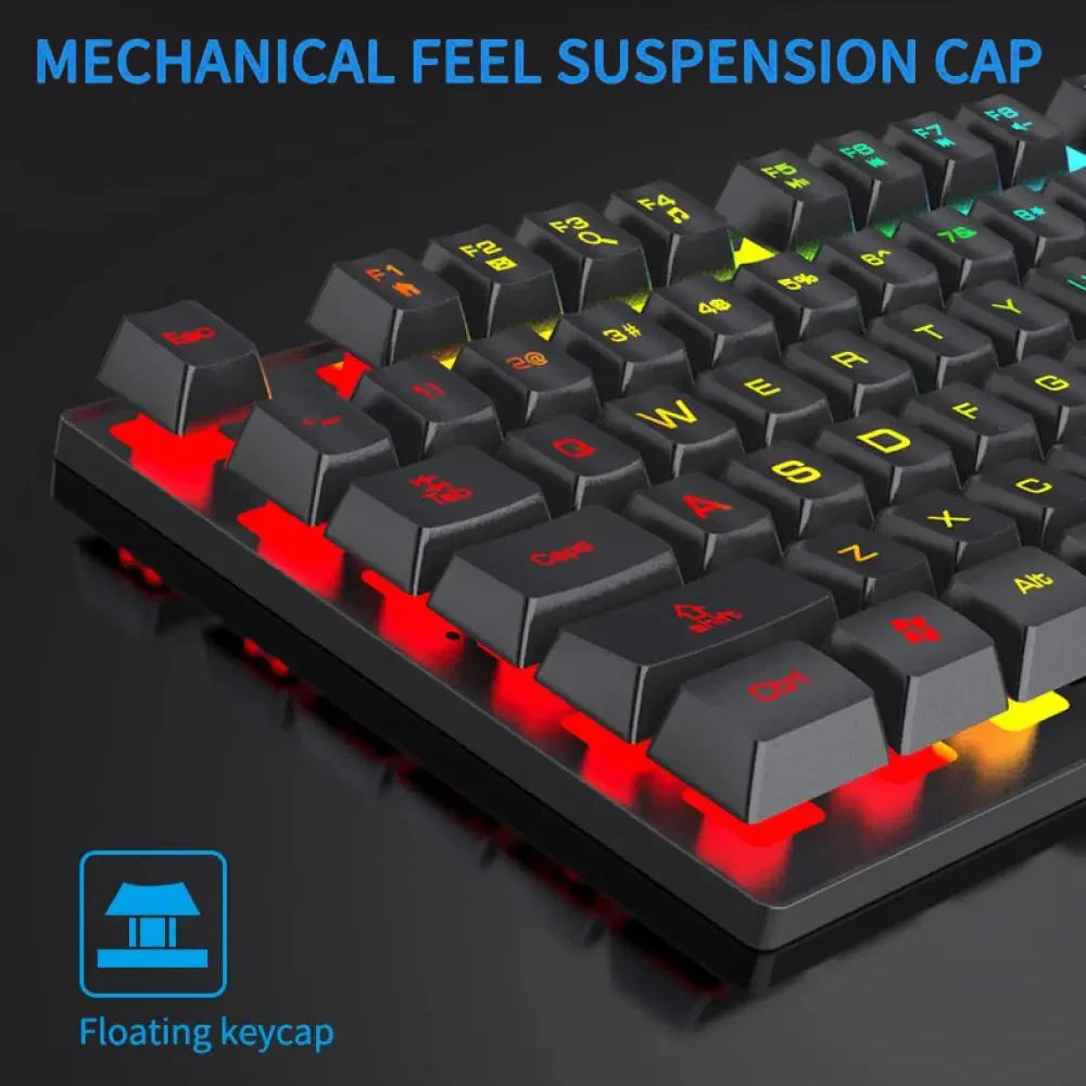 104 Keys Wired Keyboard RGB Colorful Gaming Keyboard