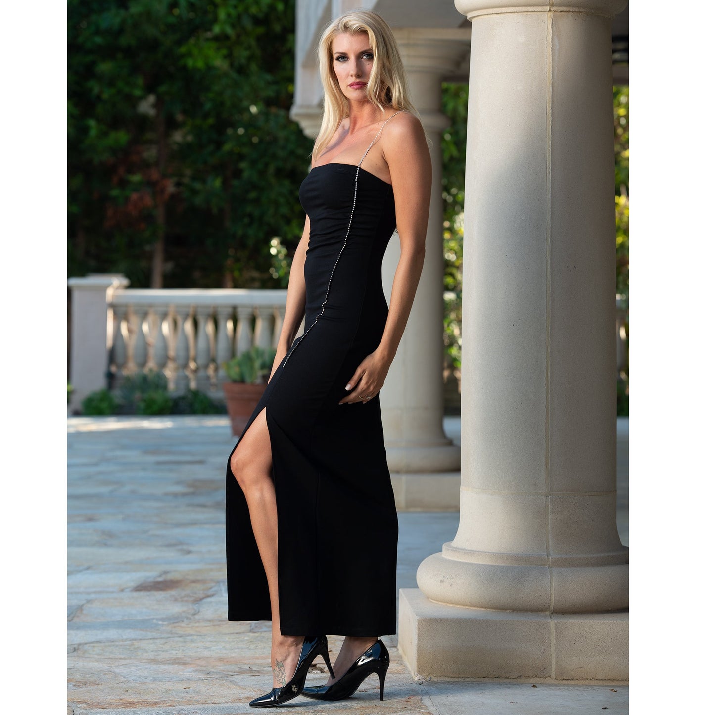 InstantFigure Long Dress Rhinestone Strap 168250