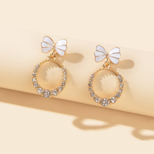 Crystal Bow Drop Earrings