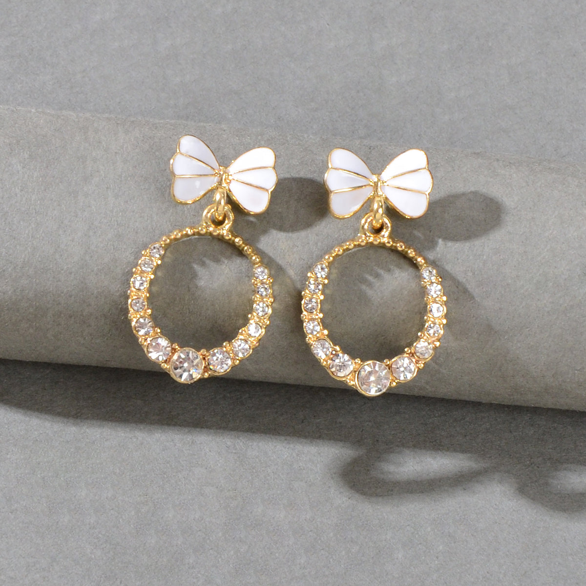 Crystal Bow Drop Earrings
