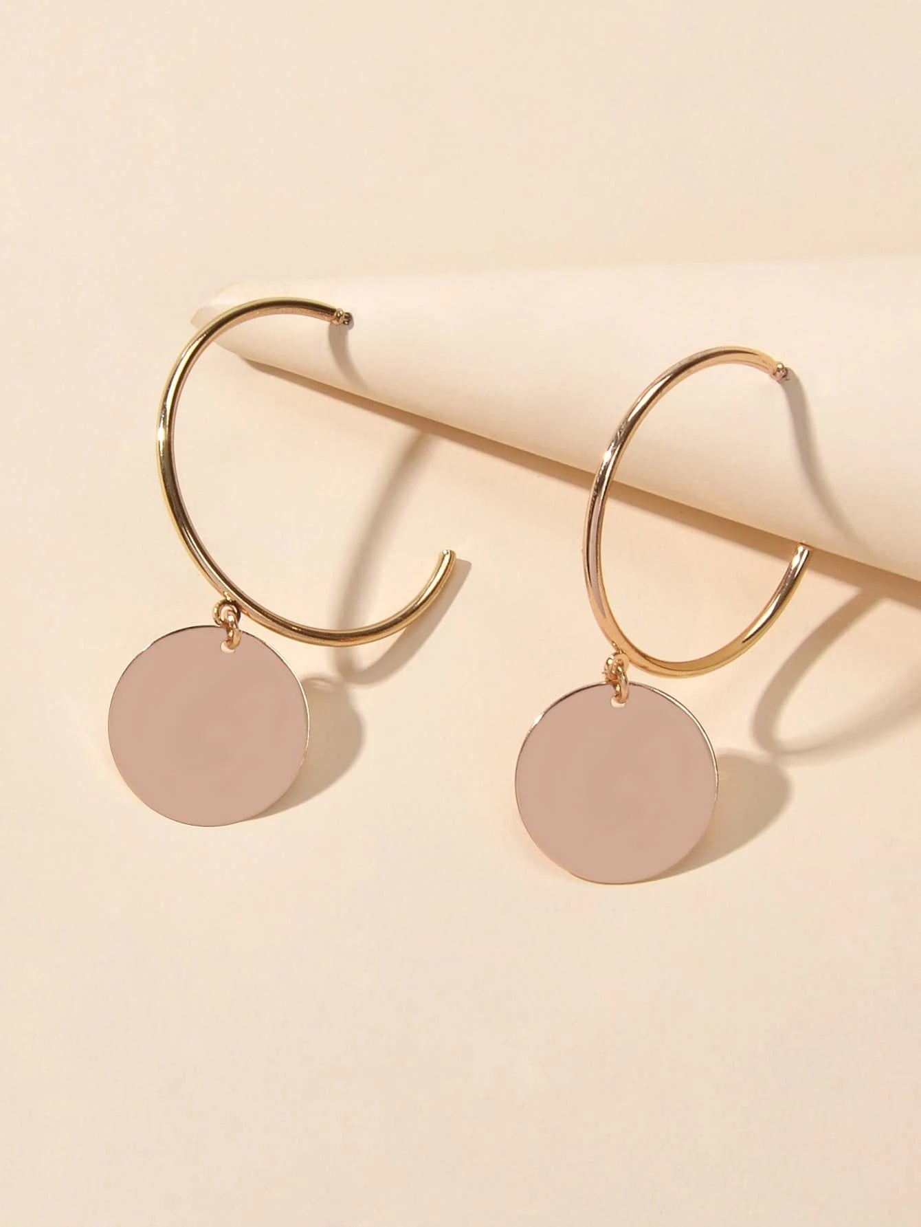 Geometric Disc Hoop Earrings