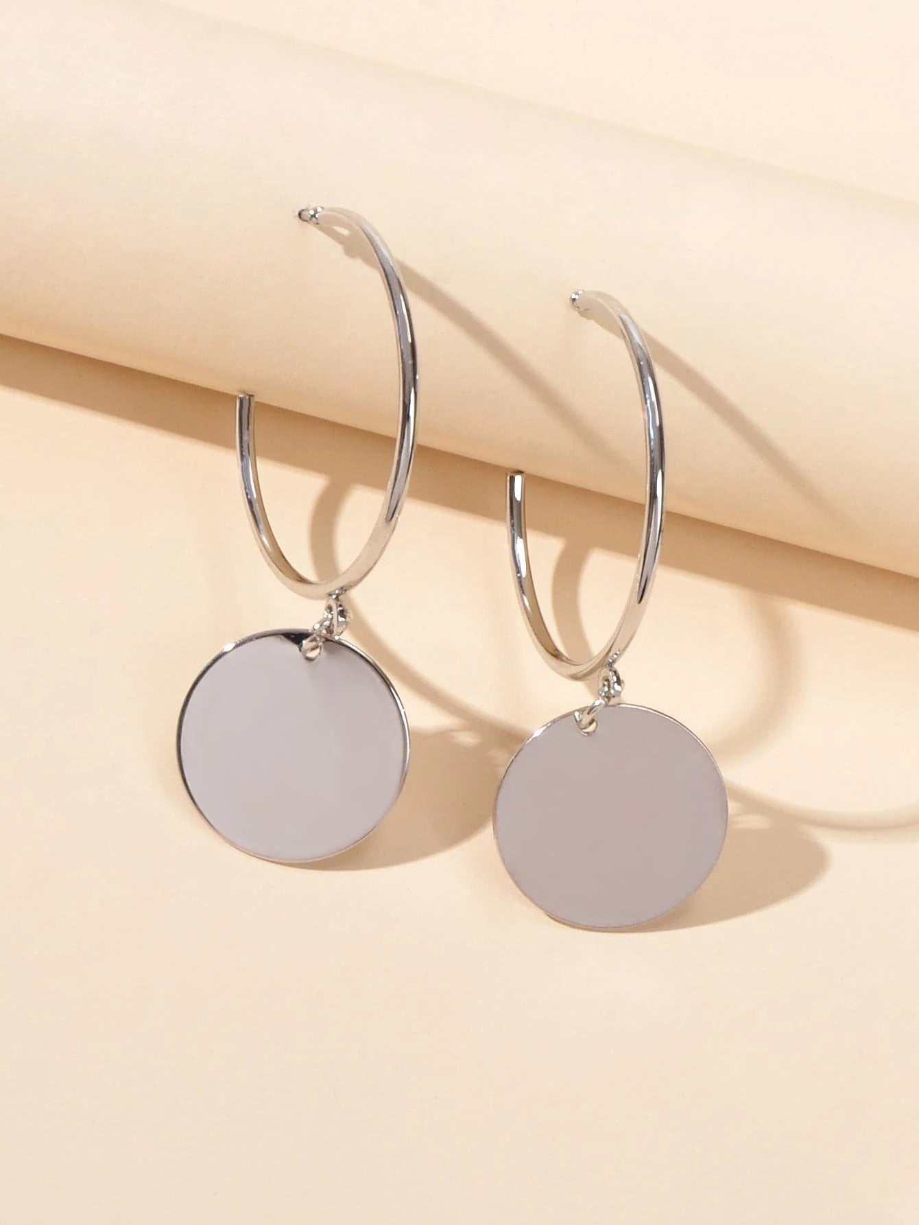 Geometric Disc Hoop Earrings