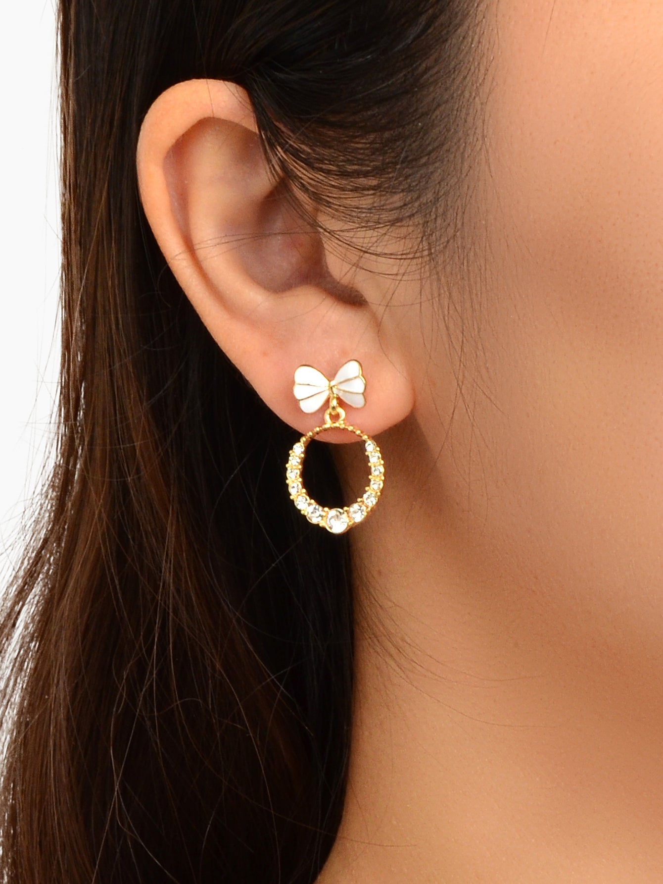 Crystal Bow Drop Earrings