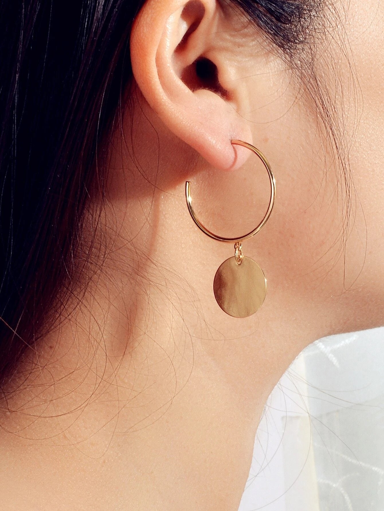 Geometric Disc Hoop Earrings