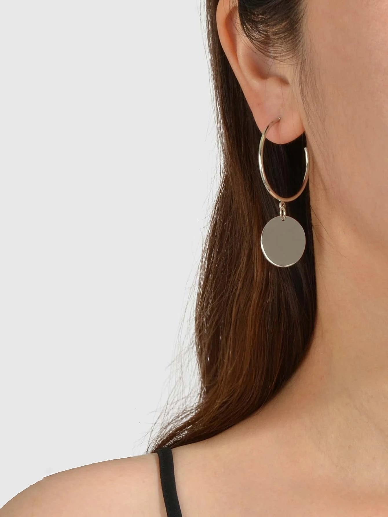 Geometric Disc Hoop Earrings