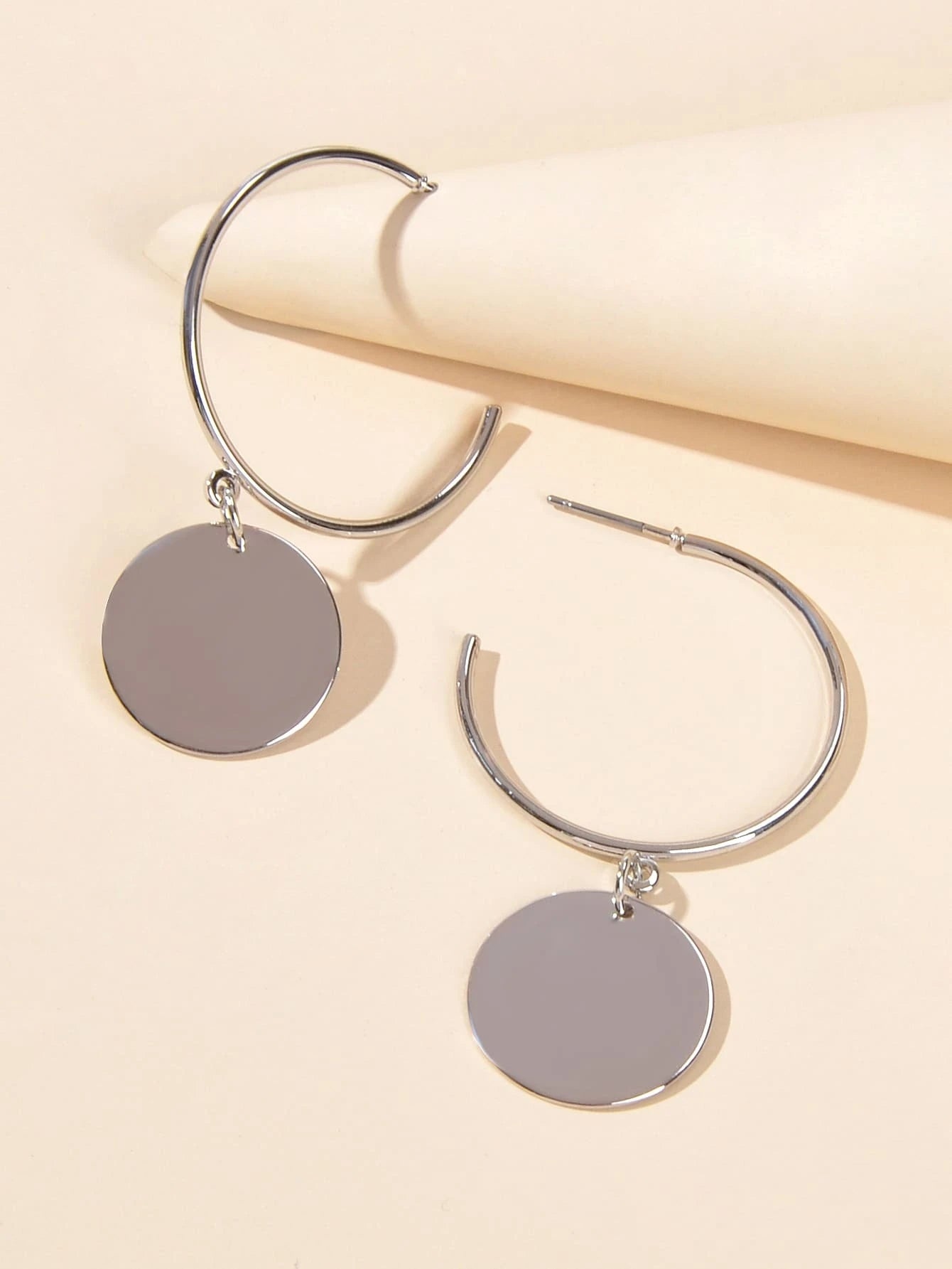 Geometric Disc Hoop Earrings