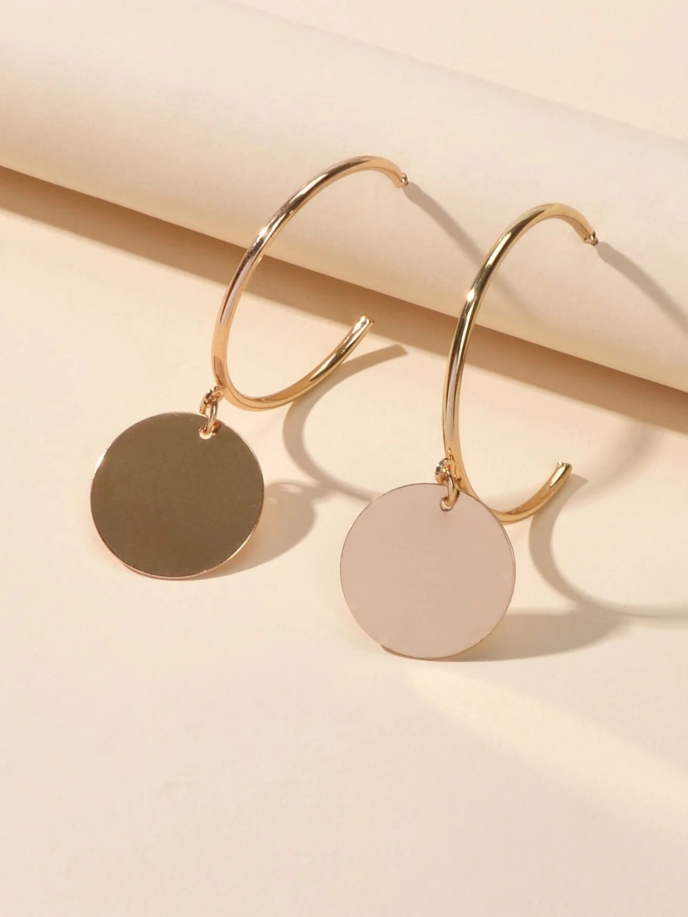 Geometric Disc Hoop Earrings