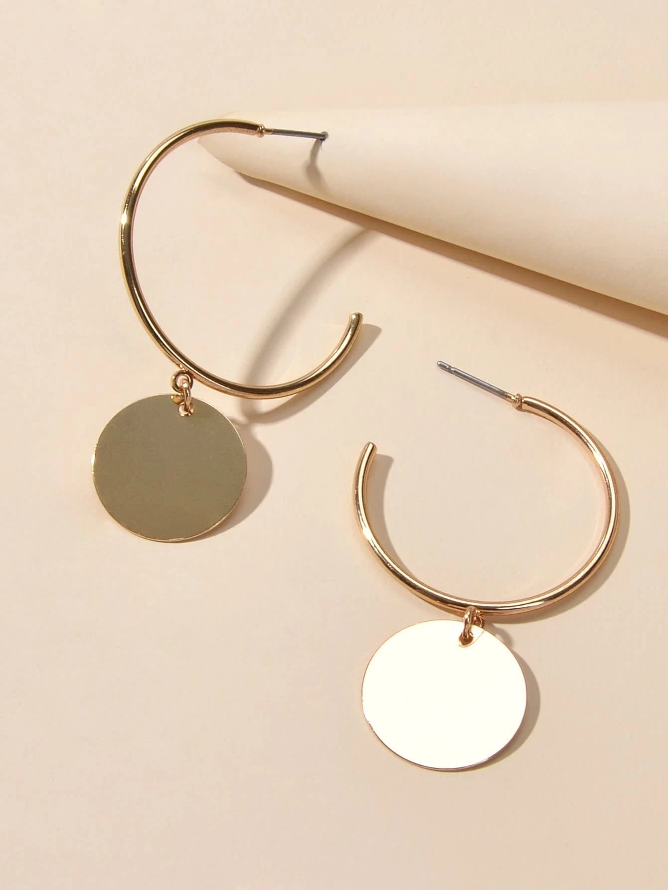 Geometric Disc Hoop Earrings