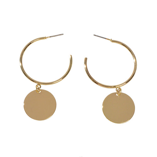 Geometric Disc Hoop Earrings