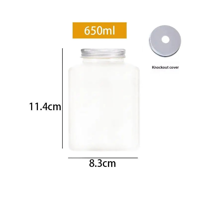 Plastic Disposable Square Bottle 500ML 650ML | Leakproof Juice, Milk Tea & Yogurt Container for Home and Commercial Use