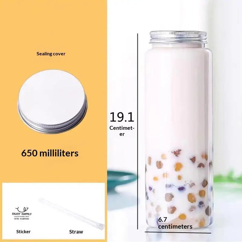 Plastic Disposable Square Bottle 500ML 650ML | Leakproof Juice, Milk Tea & Yogurt Container for Home and Commercial Use