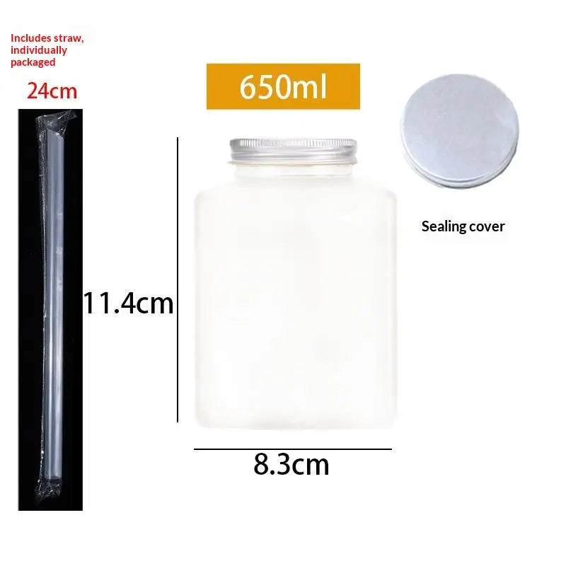 Plastic Disposable Square Bottle 500ML 650ML | Leakproof Juice, Milk Tea & Yogurt Container for Home and Commercial Use