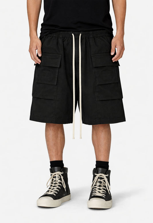 NOIR DROP-CROTCH CARGO SHORTS