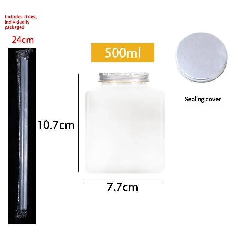 Plastic Disposable Square Bottle 500ML 650ML | Leakproof Juice, Milk Tea & Yogurt Container for Home and Commercial Use