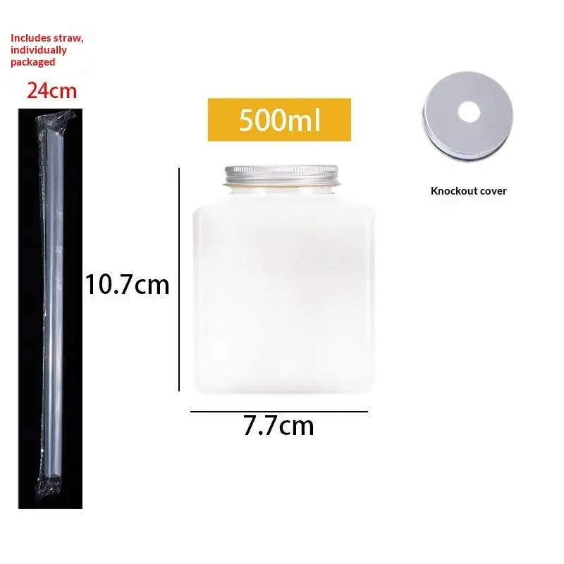 Plastic Disposable Square Bottle 500ML 650ML | Leakproof Juice, Milk Tea & Yogurt Container for Home and Commercial Use