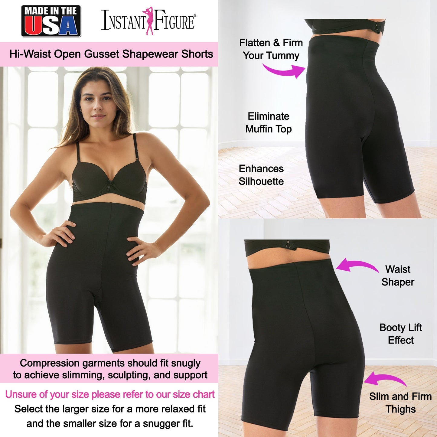 InstantFigure Hi-waist Shorts Open Gusset Shapewear WSH4211